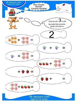 Çocuklar İçin toplam işlemi yaprak testleri 